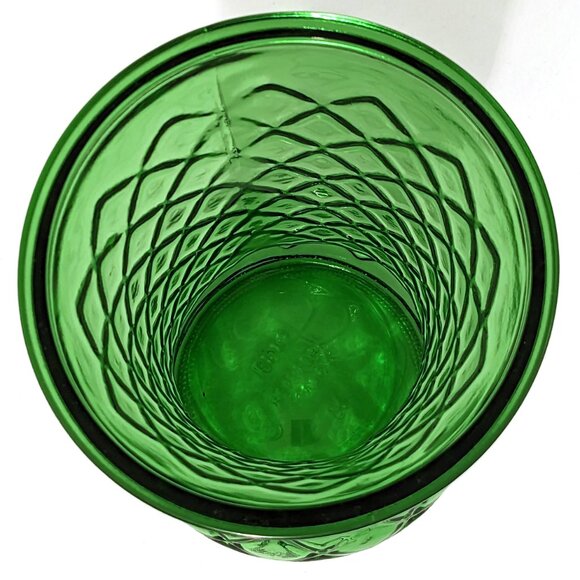 Emerald Green Vase Vintage Hoosier Glass 9 3/4" Tall Quilted Diamond 4081 USA - Picture 7 of 12